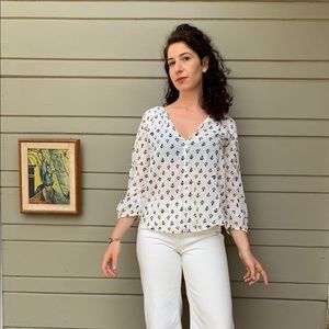Velvet printed blouse